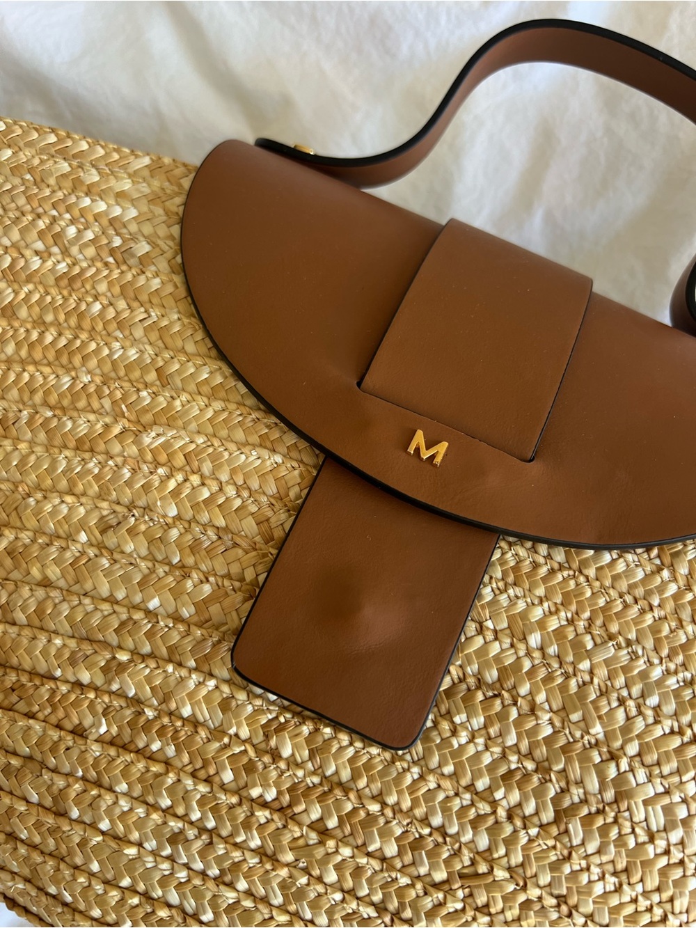 Milaner Woven Straw Tote with Leather Trim - Picture 3 of 7
